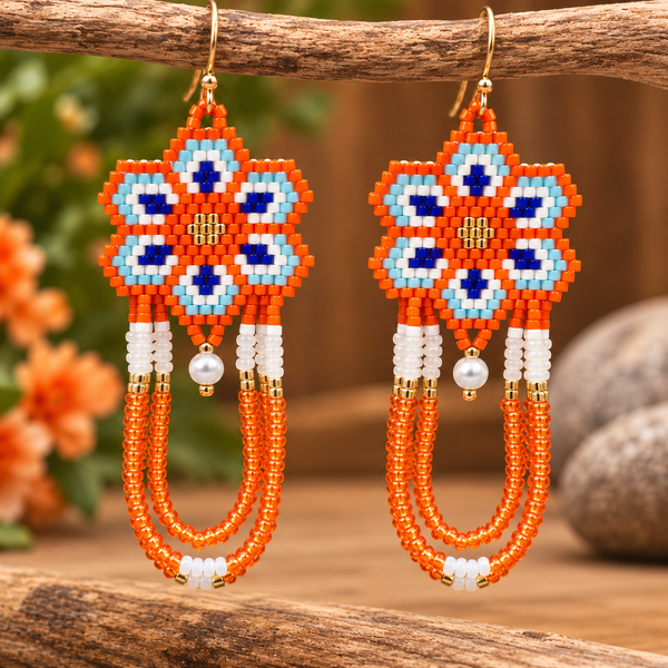 Beaded flower earrings