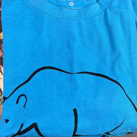 Adult long sleeve outline bear sky blue