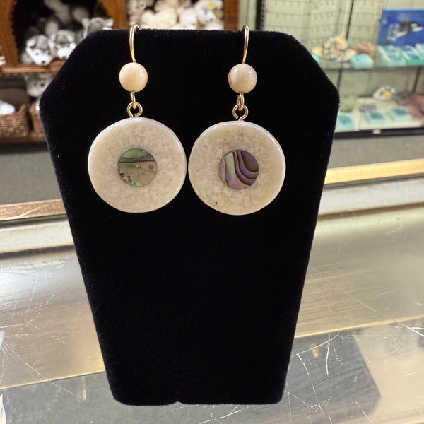 Fossil Ivory Round Disc Earrings