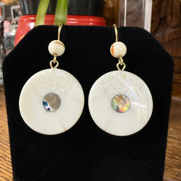 Fossil Ivory Round Disc Earrings