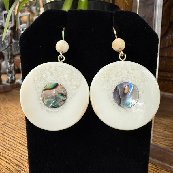 Fossil Ivory Round Disc Earrings