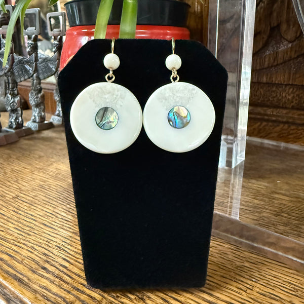 Fossil Ivory Round Disc Earrings