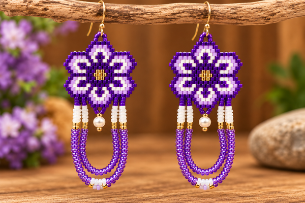 Beaded flower earrings