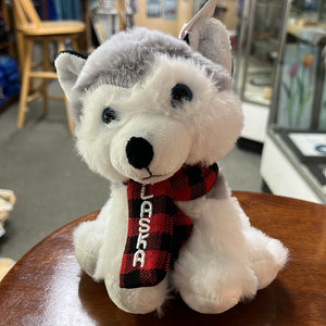 Plush 6” plaid scarf husky