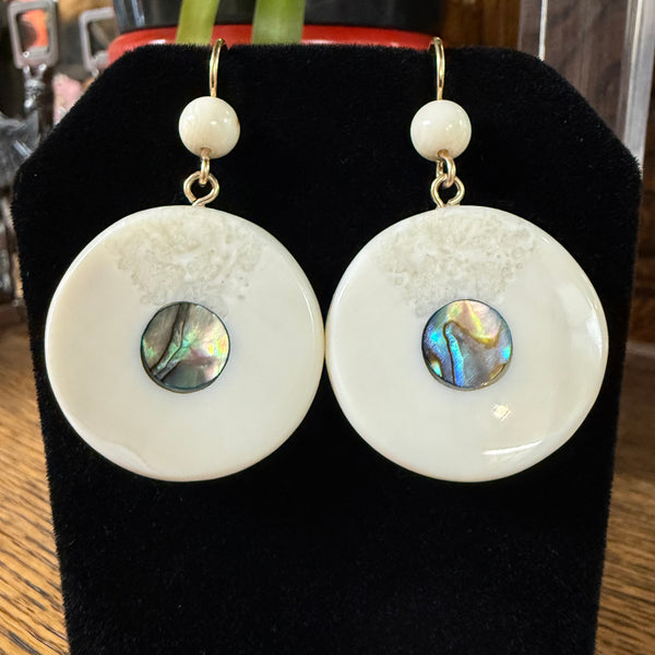 Fossil Ivory Round Disc Earrings
