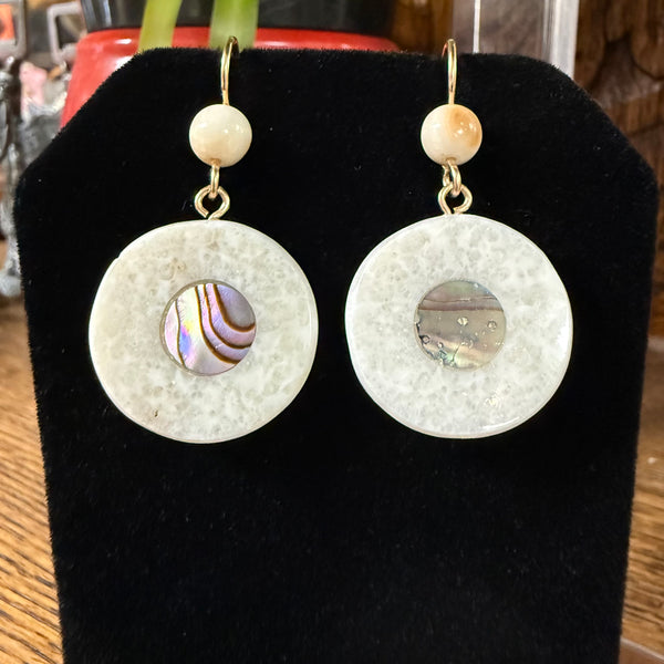 Fossil Ivory Round Disc Earrings