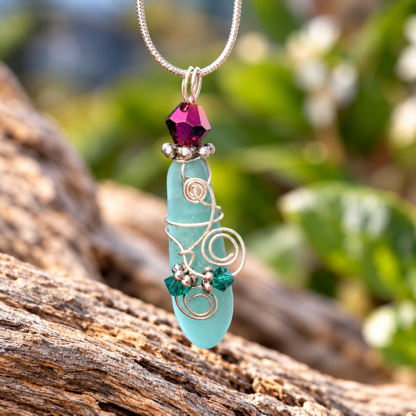 Sea Glass Necklace – Red Dagger-Shaped