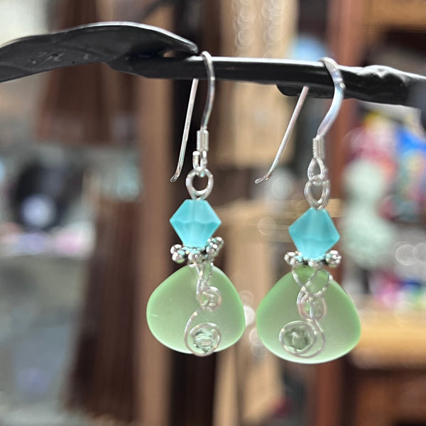 SEA GLASS TRIANGLE EARRINGS