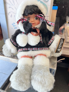 Vinyl Doll 11" Black Fur Parka