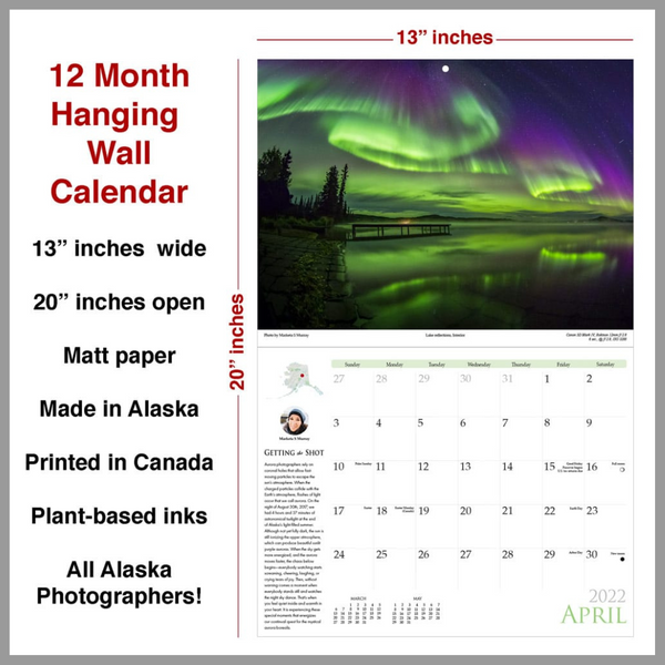 Alaska's Northern Lights 12 stunning aurora images by Alaska’s best night sky photographers! Stories from the photographers on how they got the shot! Bonus feature: Pros share their favorite aurora gear. 13 x 10 inches (13 x 20 inches open) Made in Alaska, printed in Canada