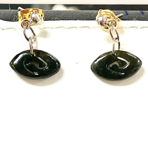 Oval Spiral Mini Jade Earrings