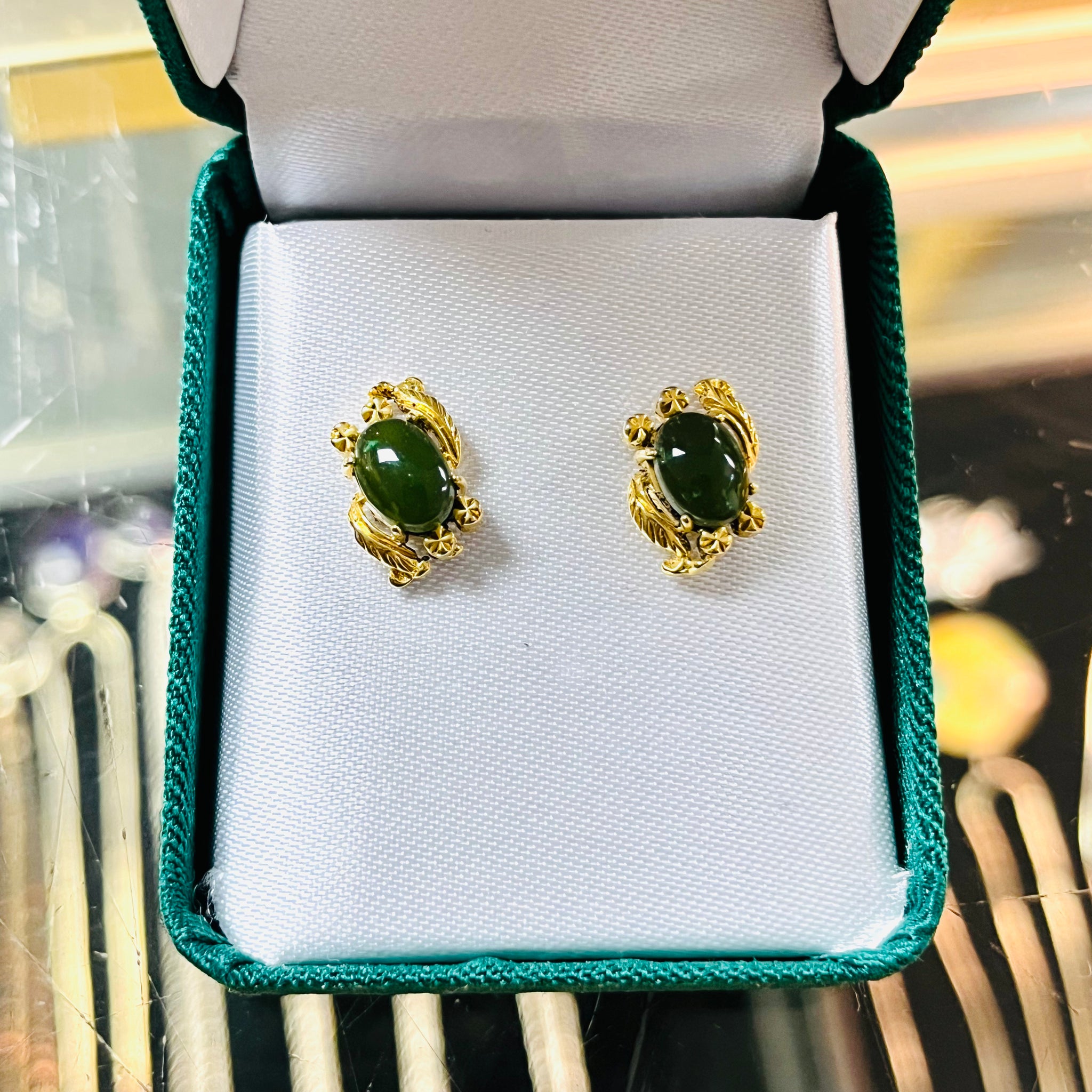 Gold Jade Earrings