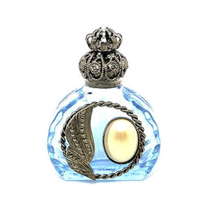 Czech Jeweled Decorative Blue Perfume Oil Bottle