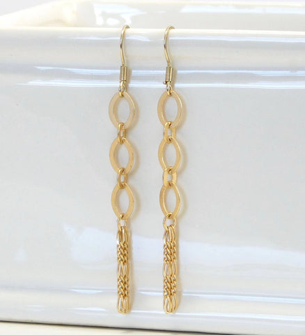 Metal Earrings Gold Loop Chain - 7 Choices