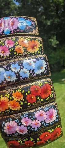 Hand Painted Russian Floral Hair Barrettes