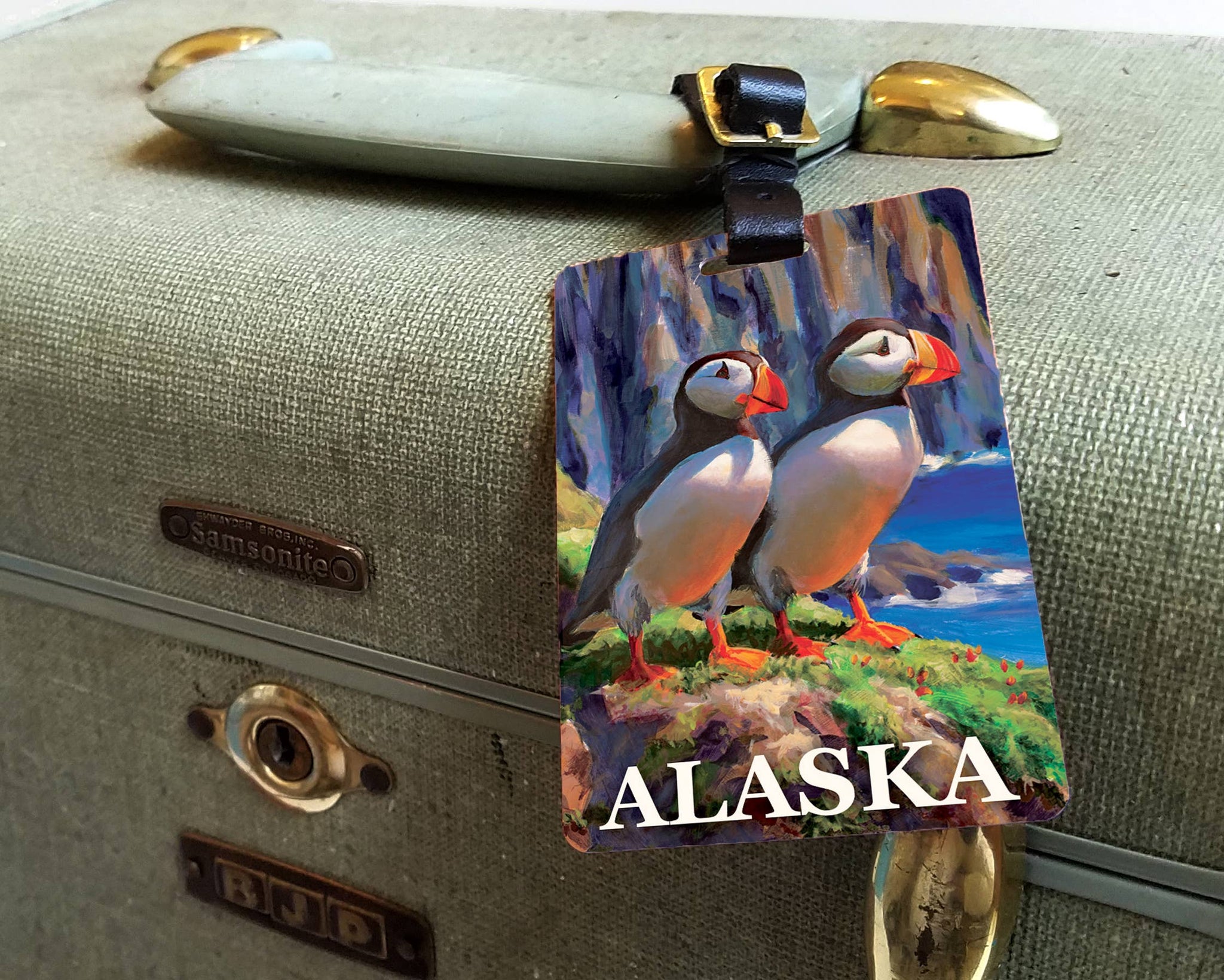 Puffins Alaska Luggage Tags with Seabirds Design