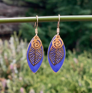 Patina Tear Drop Leaf Earrings - 4 Colors