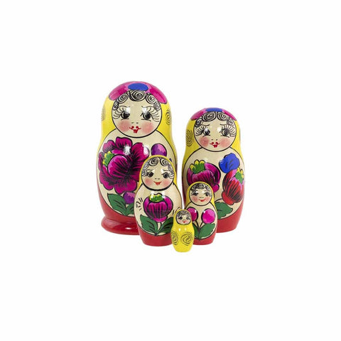 SMALL Traditional Nesting Dolls Set, 5 Pcs/4.2"