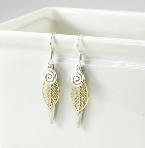 Metal Earrings Silver Leaf Drop - 8 Choices