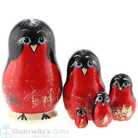 BIRDS Nesting Dolls Set, 5 Pcs/4"