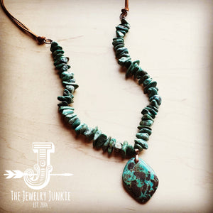 Natural Turquoise Chunky Necklace with Large Natural Pendant