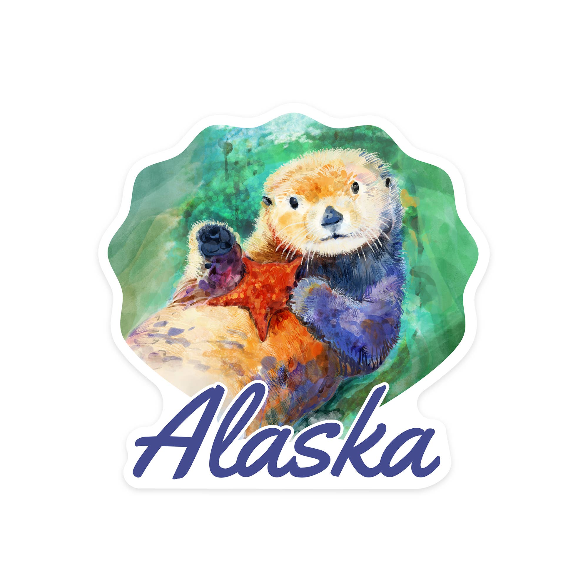 Vinyl Sticker Alaska, Sea Otter, Watercolor