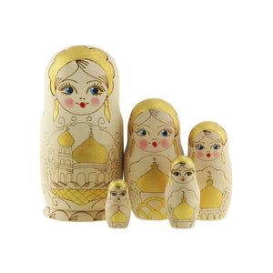GOLD CHURCH Nesting Dolls Set, 5 Pcs/6"