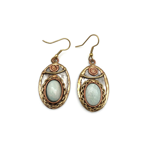 Mixed Metal and Amazonite Stone Earrings