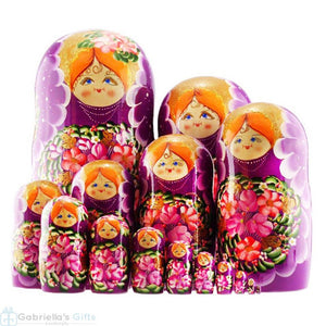 Purple Nesting Doll Set of 15 pcs, 12"