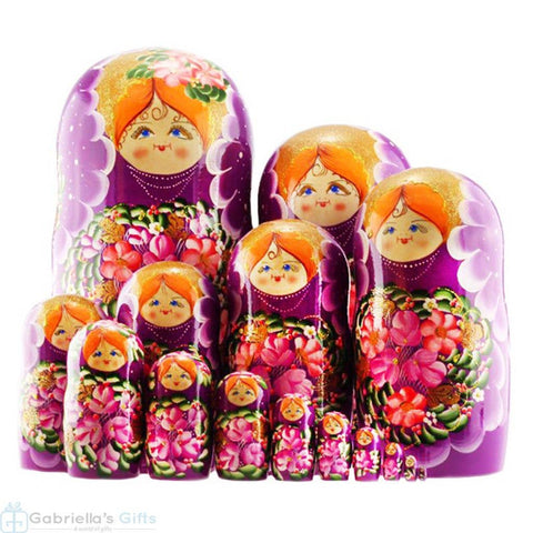 Beautiful Hand Painted Berry Nesting Doll Set of 15 pcs , 12,5"