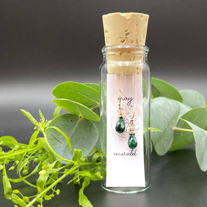 May/Emerald Earrings  in a Bottle Birthstone/Gemstone