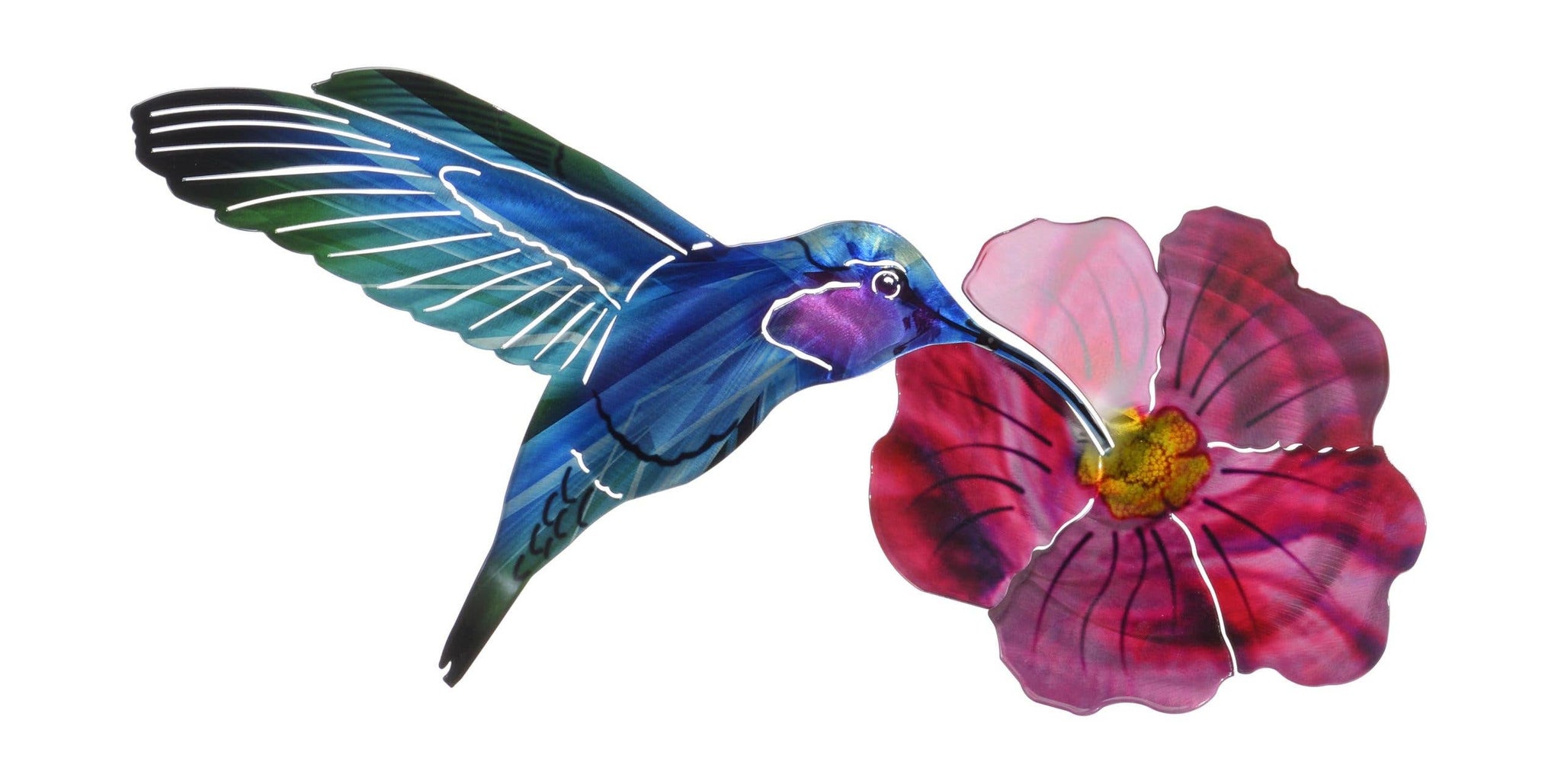 Hummingbird with Flower Metal Wall Art