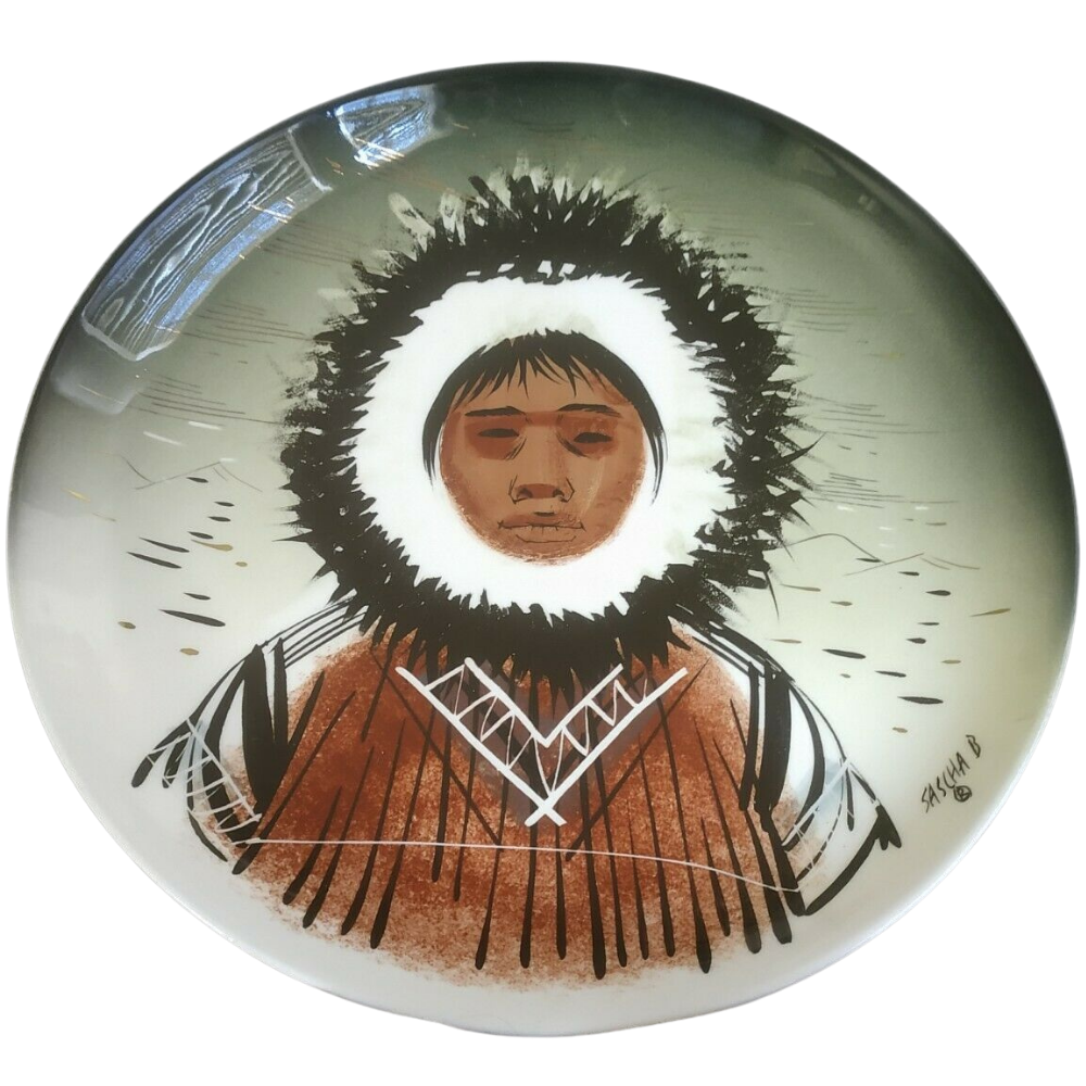 Sascha Brastoff Alaska Series Plate - Native Alaskan Girl