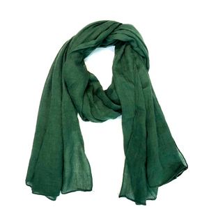 Soft Cotton Scarf - Forest Green