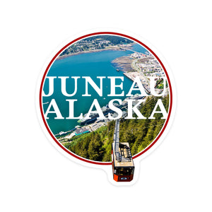Vinyl Sticker Juneau, Alaska, Aerial View of Town