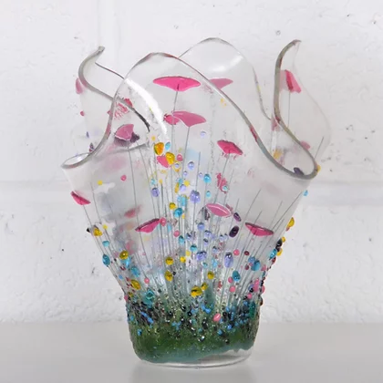 Handmade Fused Glass - Wildflower Large Tealight