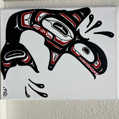 Black and Red Orca Original Painting