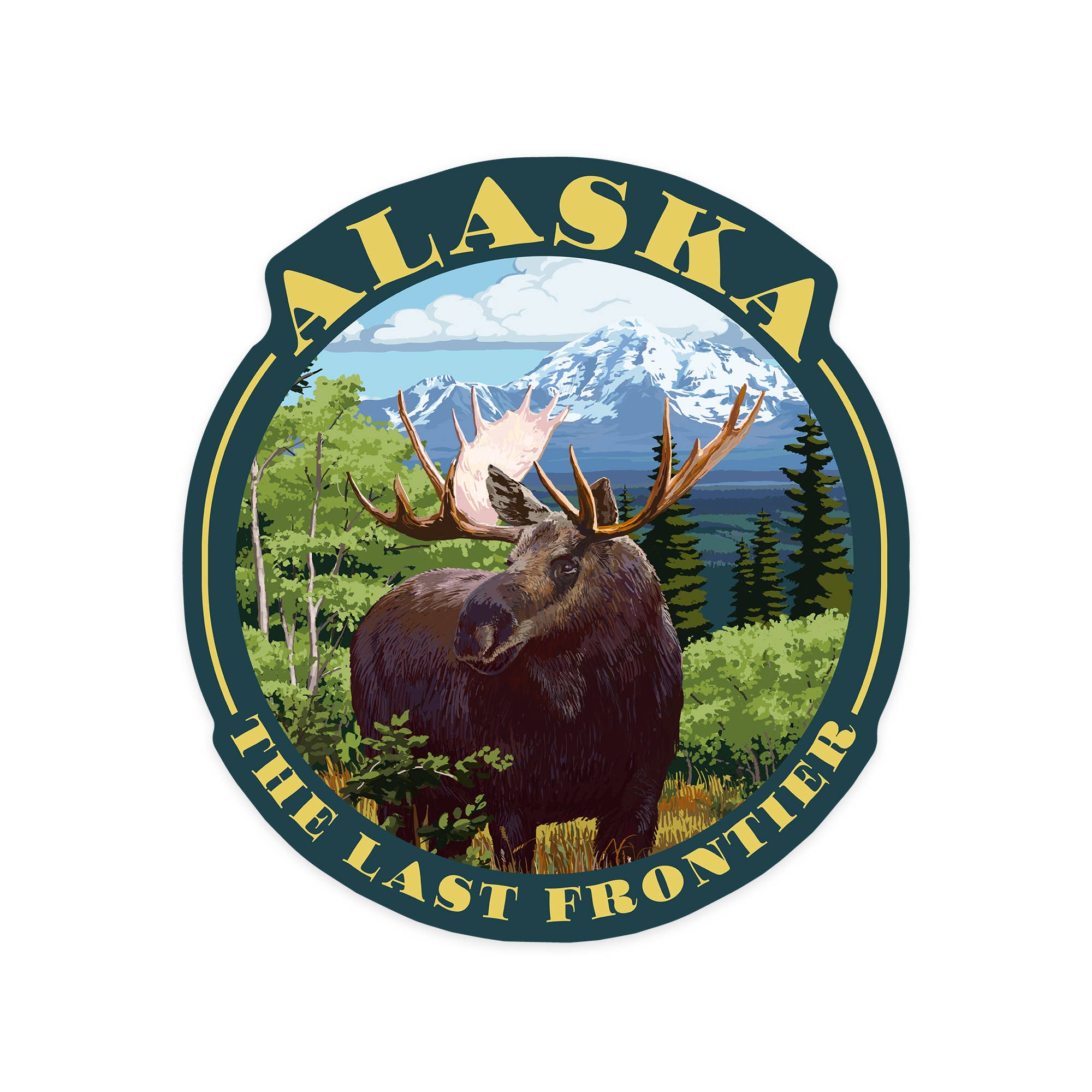 Vinyl Sticker Alaska, The Last Frontier, Moose Scene