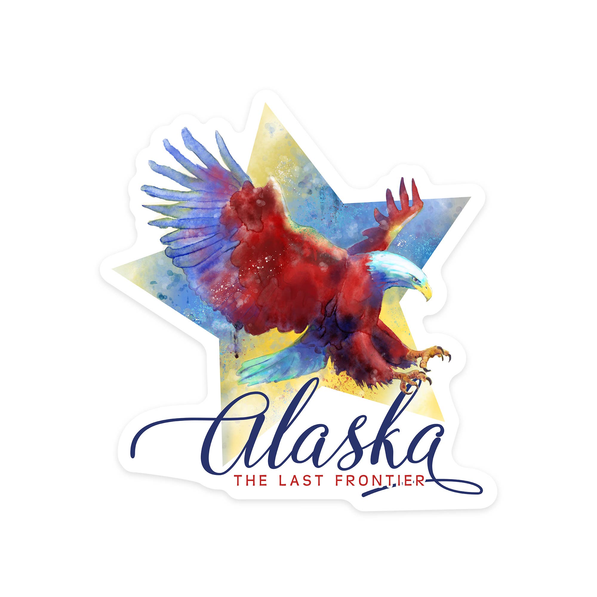 Vinyl Sticker Alaska, The Last Frontier, Eagle, Watercolor