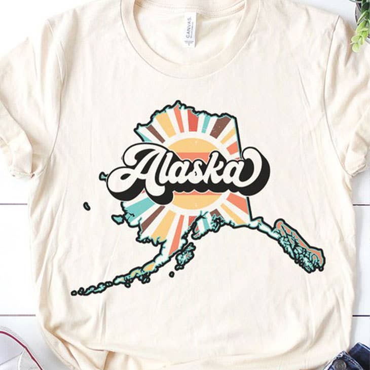 Alaska Retro State Graphic Tee - Cream