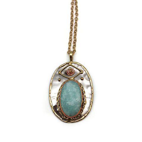 Mixed Metal and Amazonite Stone Pendant