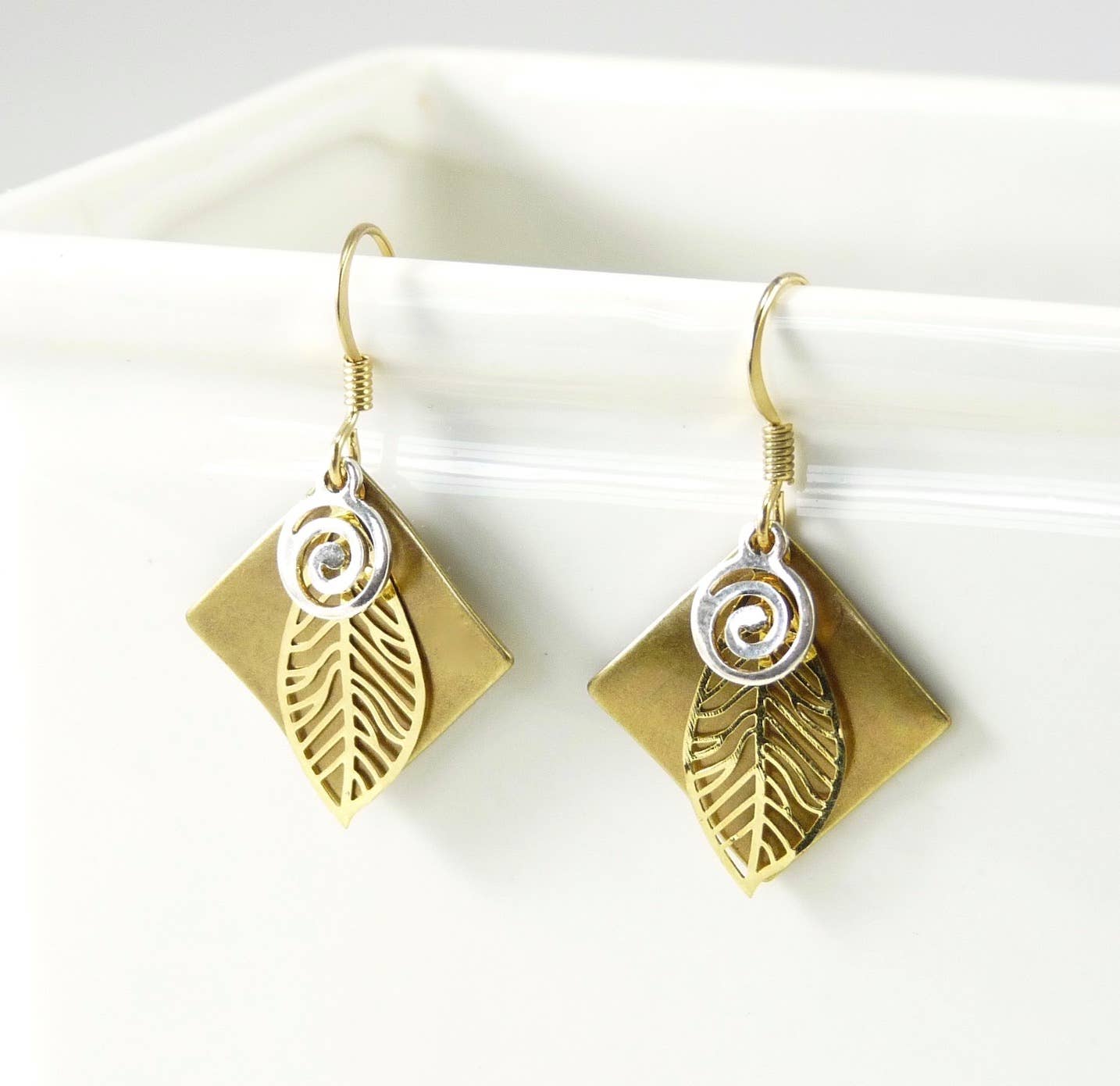 Metal Earrings Gold Leaf - 7 Choices