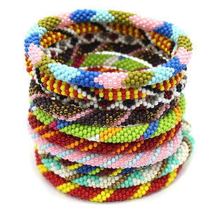 Handmade Multi-Color Seed Beaded Crochet Bracelets Set