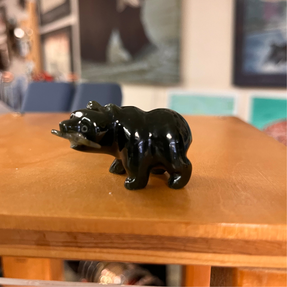 Jade Figurine - Grizzly Bear with Fish