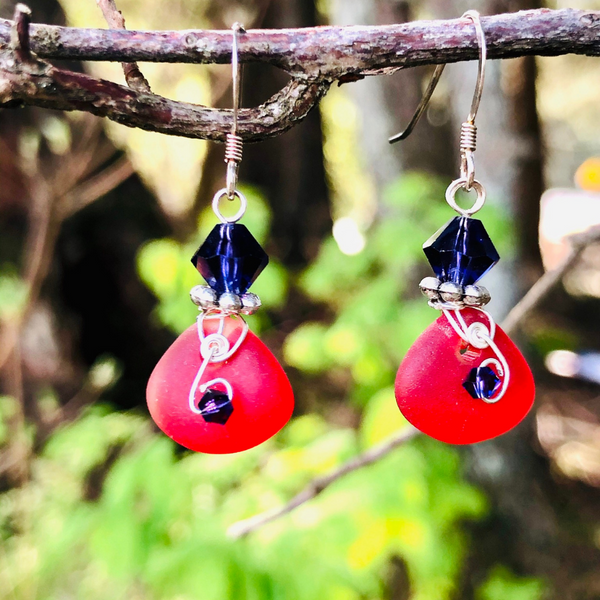 SEA GLASS TRIANGLE EARRINGS