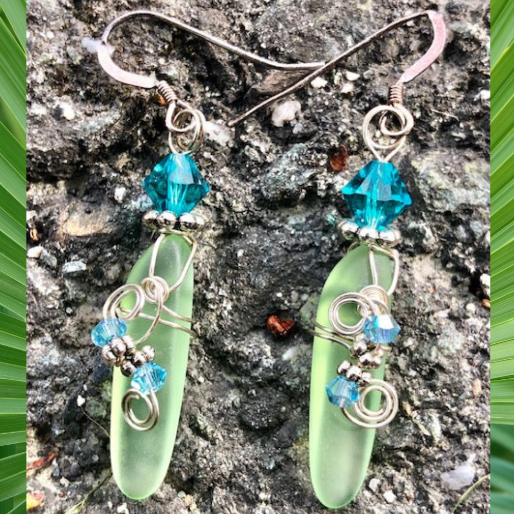 SEA GLASS DAGGER SHAPED EARRINGS