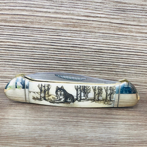 SCRIMSHAW CANOE FOLDING KNIFE - LARGE