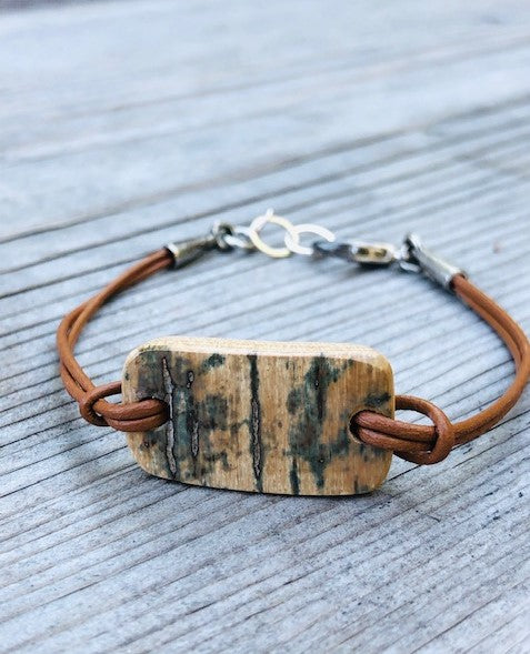 MAMMOTH IVORY DOUBLE LEATHER CORD BRACELET