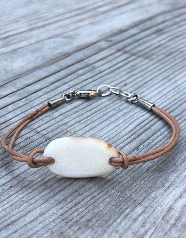 FOSSILIZED WALRUS IVORY DOUBLE LEATHER CORD BRACELET