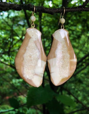 FOSSIL WALRUS IVORY EARRINGS